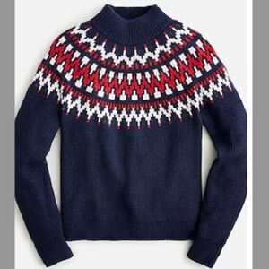 J Crew Fair Isle Mockneck Pullover Sweater - size Medium